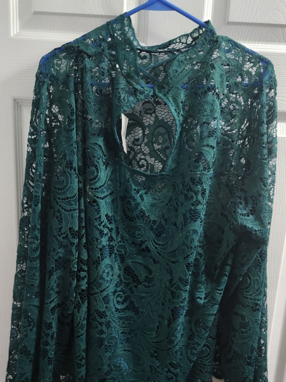 Green Lace Long Sleeve Top